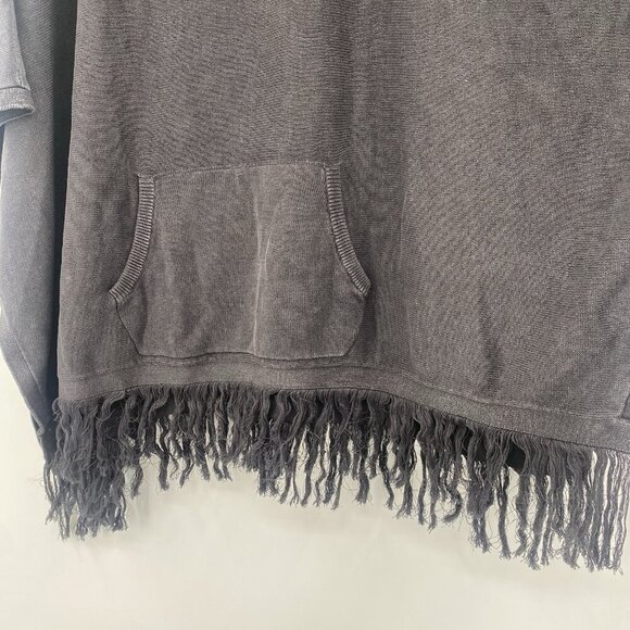Joes Jeans Collection Size Small Black Poncho Sweater Cotton Fringe Pockets Boho - Picture 8 of 11